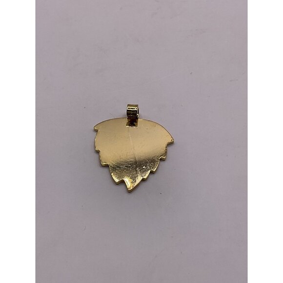 Gold Tone Maple Leaf Pendant Multicolor Enamel Detailing - Picture 4 of 5